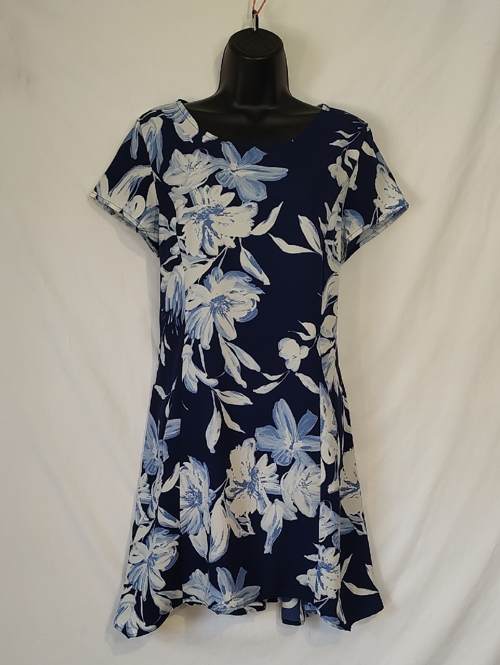 Lulu's Navy Mini Dress with White and Light Blue Floral Print